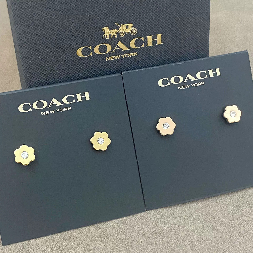 Coach Trendy Flower Rhinestone Stud Earrings